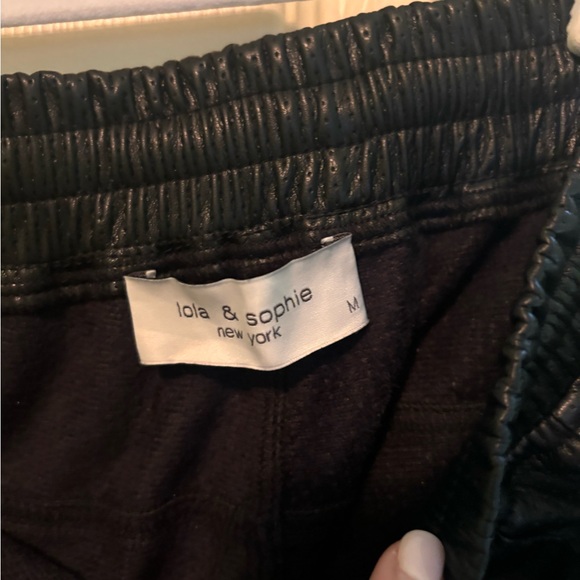 Women’s Lola and sophie leather Black Jogger Pants - Picture 3 of 3